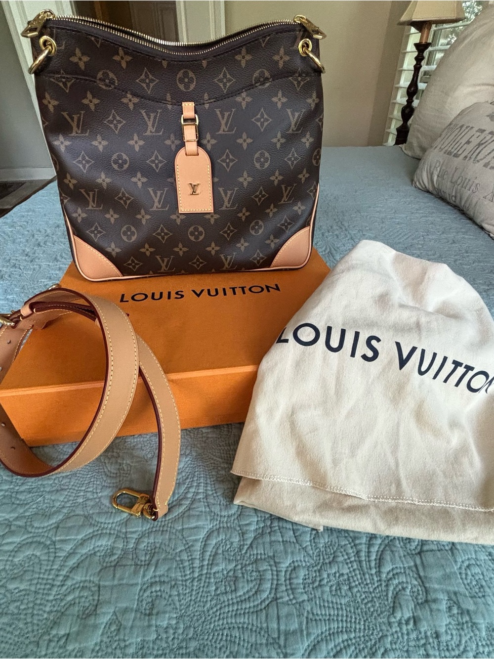Louis Vuitton Odeon Brown Monogram Canvas Shoulder Bag with Natural Trim